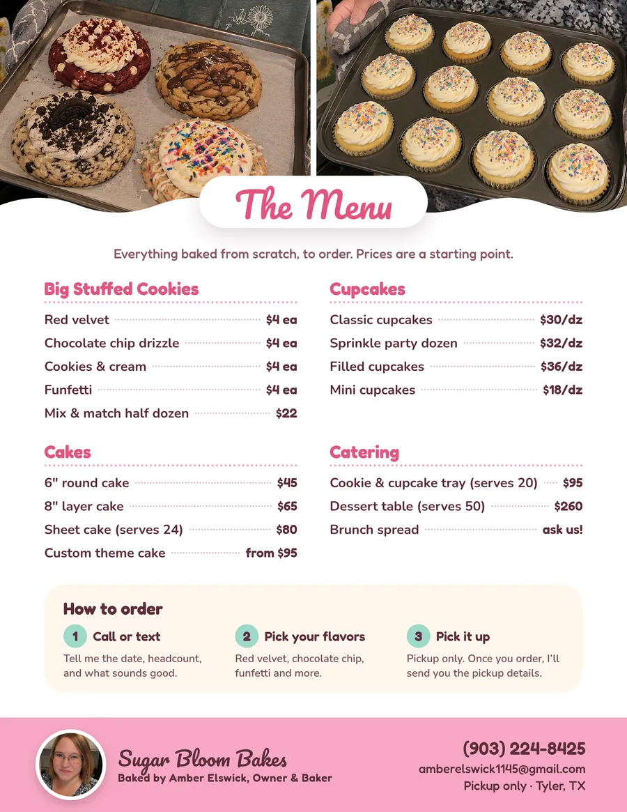 Sugar Bloom Bakes Flyer: Back