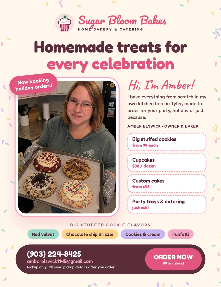 Sugar Bloom Bakes Flyer: Front