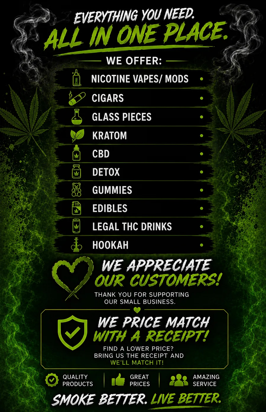 Smoke Nation Flyers: Services