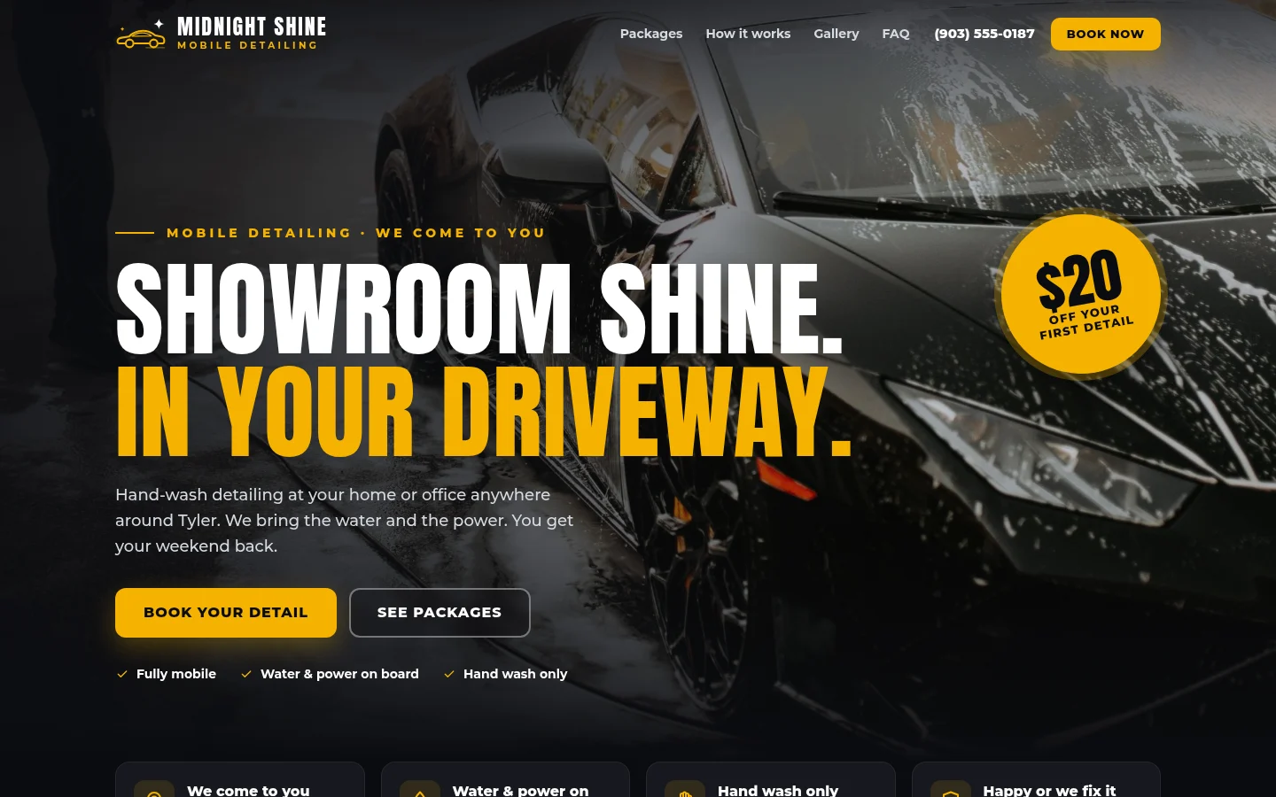 Screenshot of the Midnight Shine website